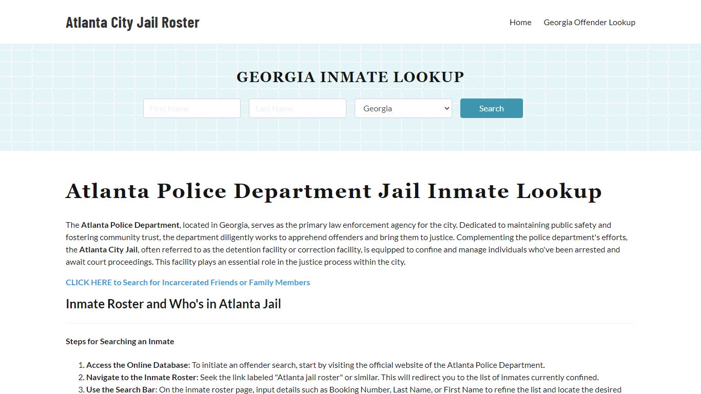 Atlanta Police Department & City Jail, GA Inmate Roster, Arrests, Mugshots